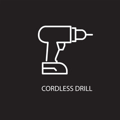 Cordless drill, linear style icon. Cordless drill for convenient construction and repair tasks. Editable stroke width