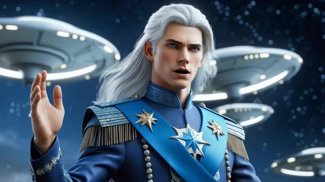Ashtar, the Pleiadian commander of the Silver Fleet, the military branch of the Galactic Federation of Light