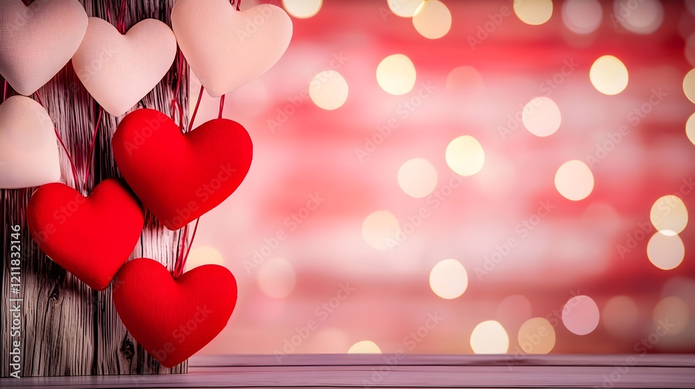 Poster radiant multicolored led heart lights arranged in a captivating pattern illuminating a soft dreamy b