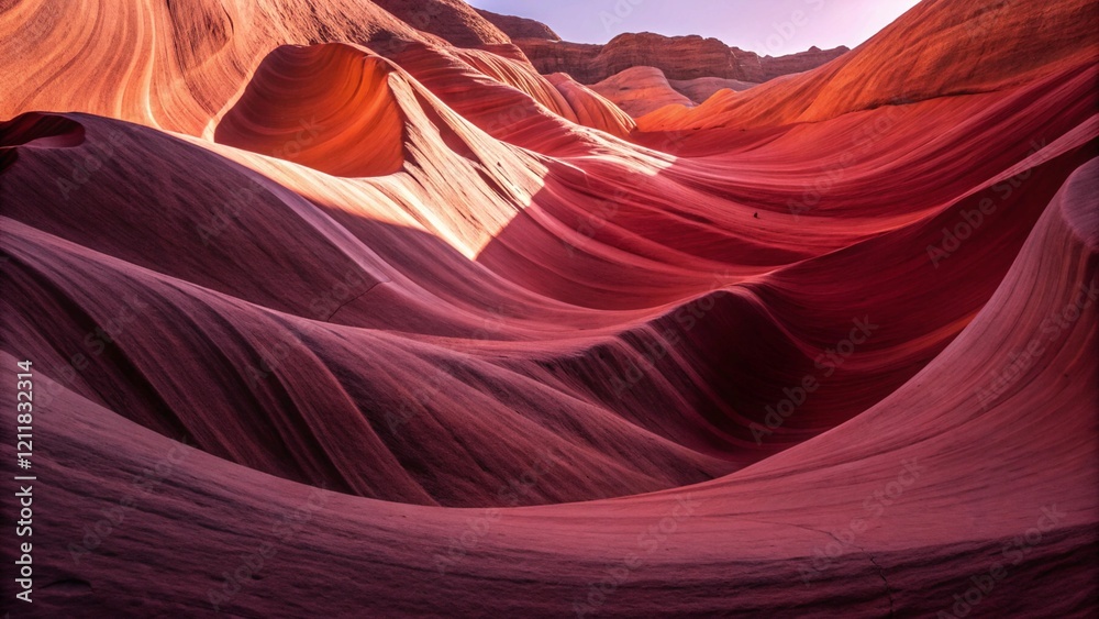 Aufkleber Red wave background, abstract flow texture in crimson tone with dynamic curves and elegant motion ideal for digital art, presentations, web design, and modern graphic decoration