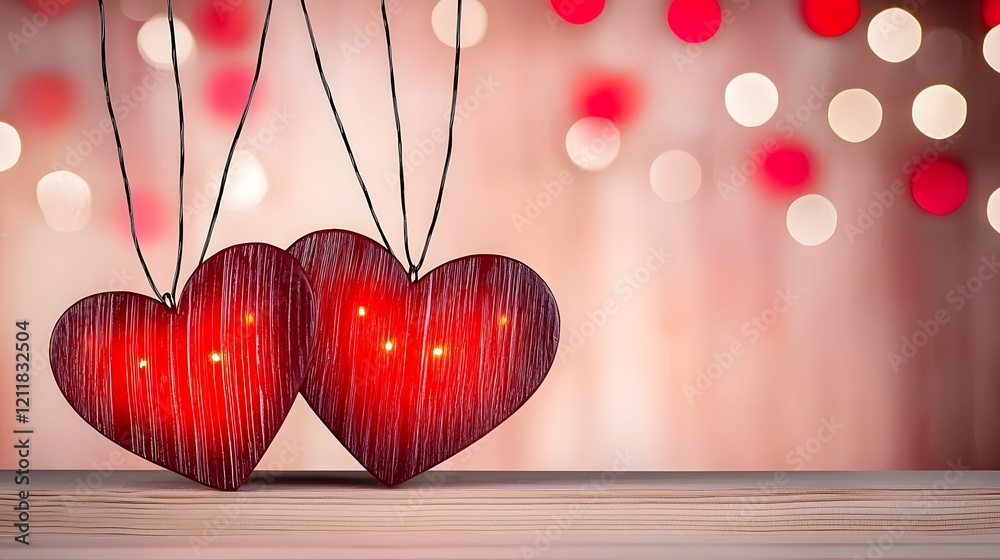 Poster vibrant heart shaped led lights in multiple colors glowing brightly creating a warm romantic and fes