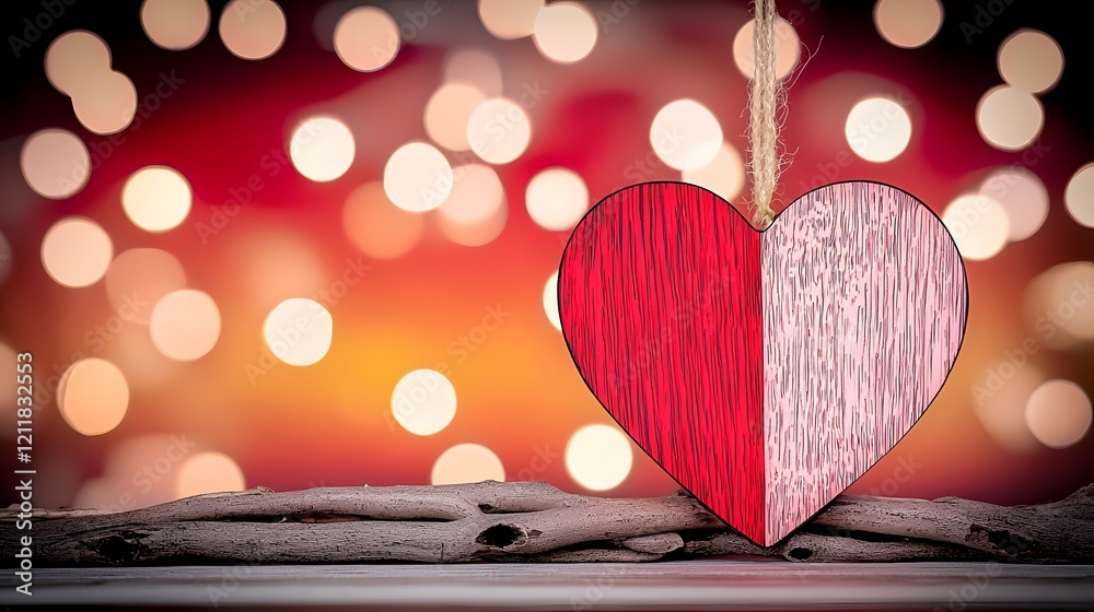 Aufkleber Vibrant glowing heart shaped LED lights in multiple colors creating a romantic and festive atmosphere on a dark gradient background with a blurred bokeh effect
