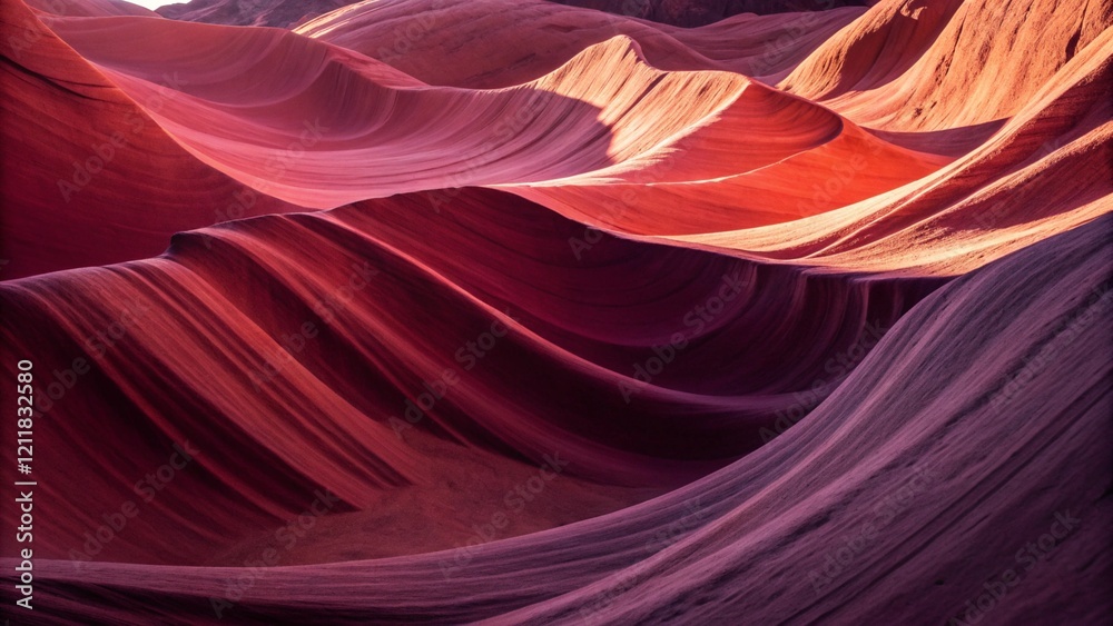 Aufkleber Red wave background, abstract flow texture in crimson tone with dynamic curves and elegant motion ideal for digital art, presentations, web design, and modern graphic decoration