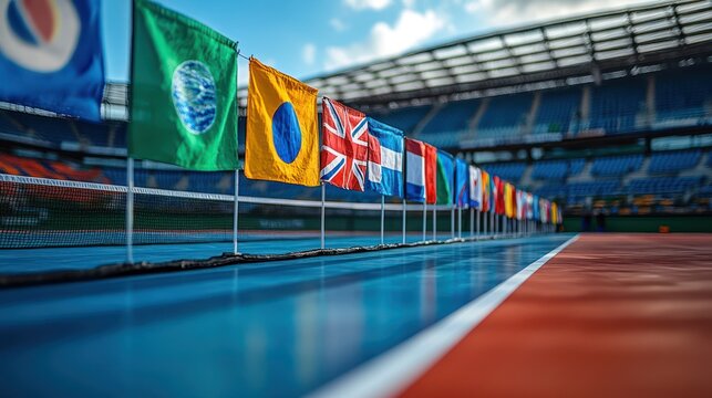 International Tennis Tournament: Flags of the World on Court