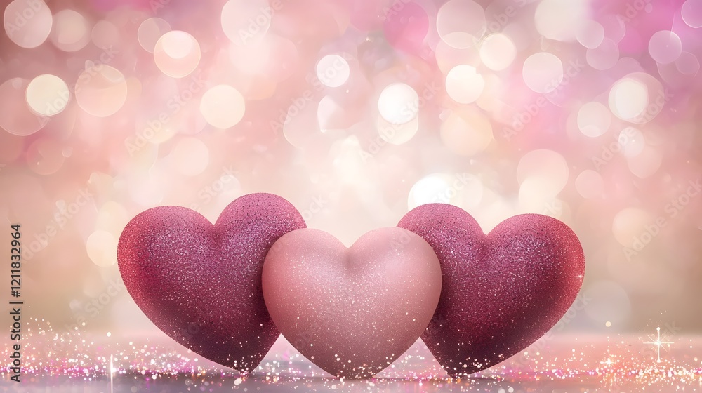 Aufkleber radiant and colorful led hearts forming a festive valentine s day scene with glowing light effects o