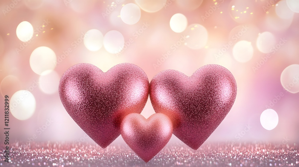 Poster radiant and colorful led hearts forming a cheerful valentine s day scene with glowing light effects 
