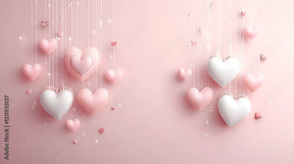 Aufkleber Captivating arrangement of bright colorful LED heart shaped lights against a luminous dynamic backdrop perfect for setting the mood for a romantic special event