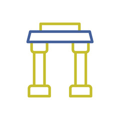 Iconic Blue and Yellow Archway Shape