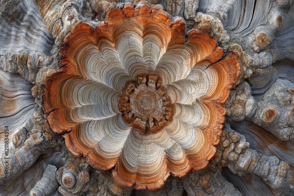 Aufkleber stunning cross-section of a tree trunk displaying intricate growth rings and rich colors in natural 