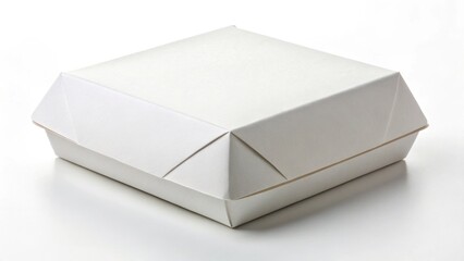 A simple, white takeout box with a foldable design, ideal for packaging food items.