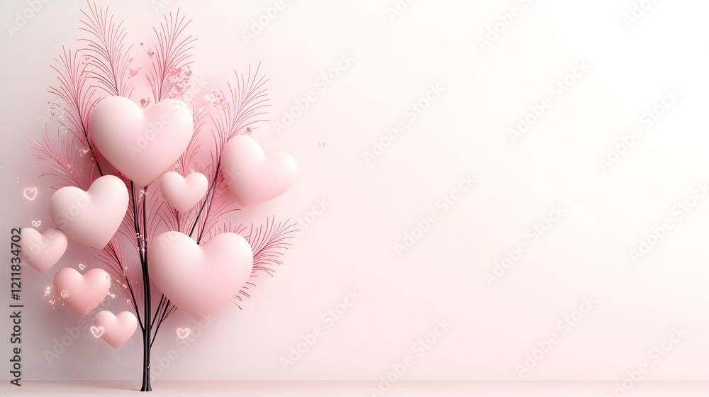 Aufkleber tree of hearts with colorful heart shaped leaves in shades of red and pink set on a clean and elegant background with open space for Valentine s Day greetings or romantic occasions