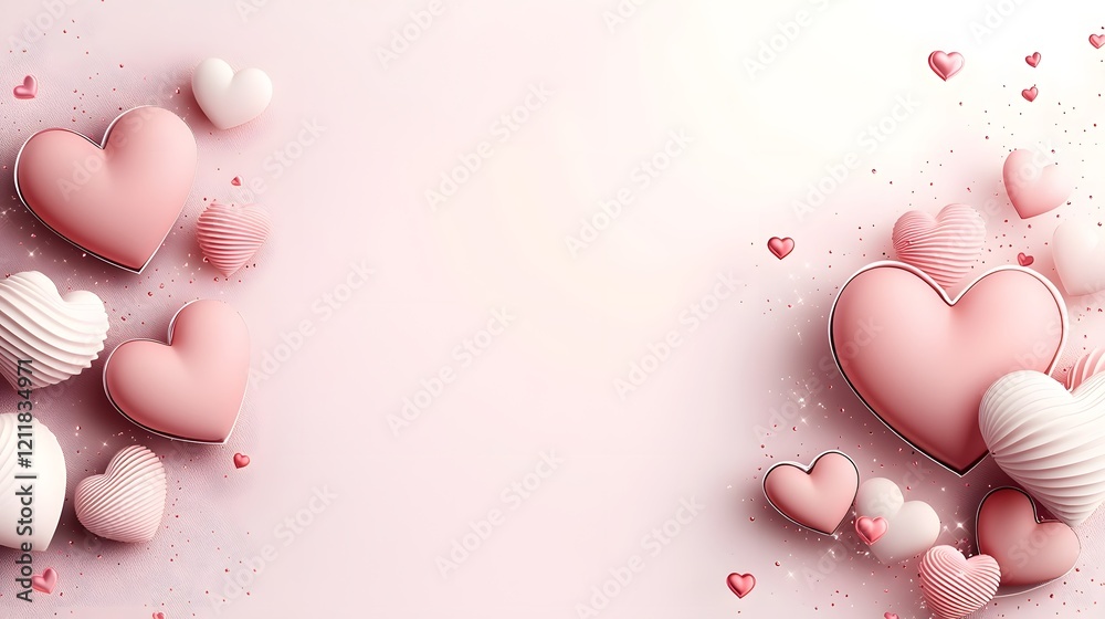 Aufkleber vibrant and dynamic valentine background with scattered glowing hearts of various sizes set on a tex