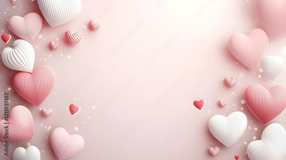 Poster soft and luminous heart themed valentine s day background with vibrant red and pink hearts on a past