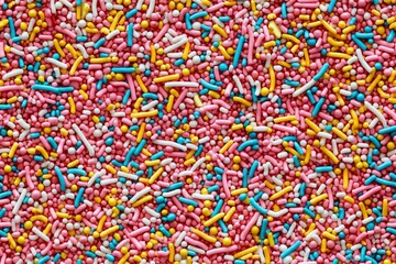 seamless of  trendy pattern of colorful sprinkles over pink background, decoration for cake and bakery , isolated on white background,  , copy space, copy space for text,