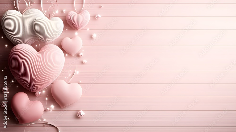 Poster rustic wooden surface with glowing soft focus bokeh lights in romantic shades of pink and red creati
