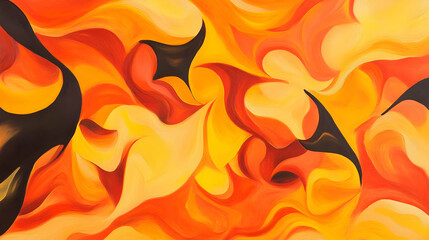 Abstract fiery orange and yellow swirls, dynamic energy, vibrant artwork, perfect for website backgrounds