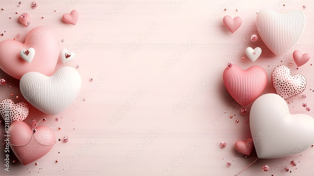 Poster Warm wooden backdrop with soft diffused pink and red bokeh lights creating a cozy and intimate ambiance perfect for Valentine s Day events or as a decorative design element