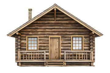 Wooden Log Cabin Isolated on Transparent Background