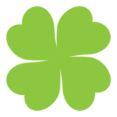 Four-leaf clover silhouette symbol icon shape, vector illustration of green four leaf cloverleaf, isolated on white