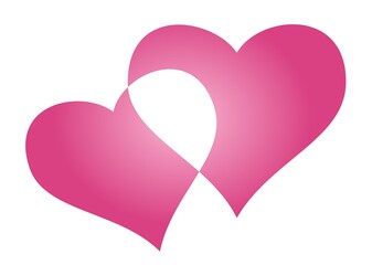 Pink Hearts couple on the white background