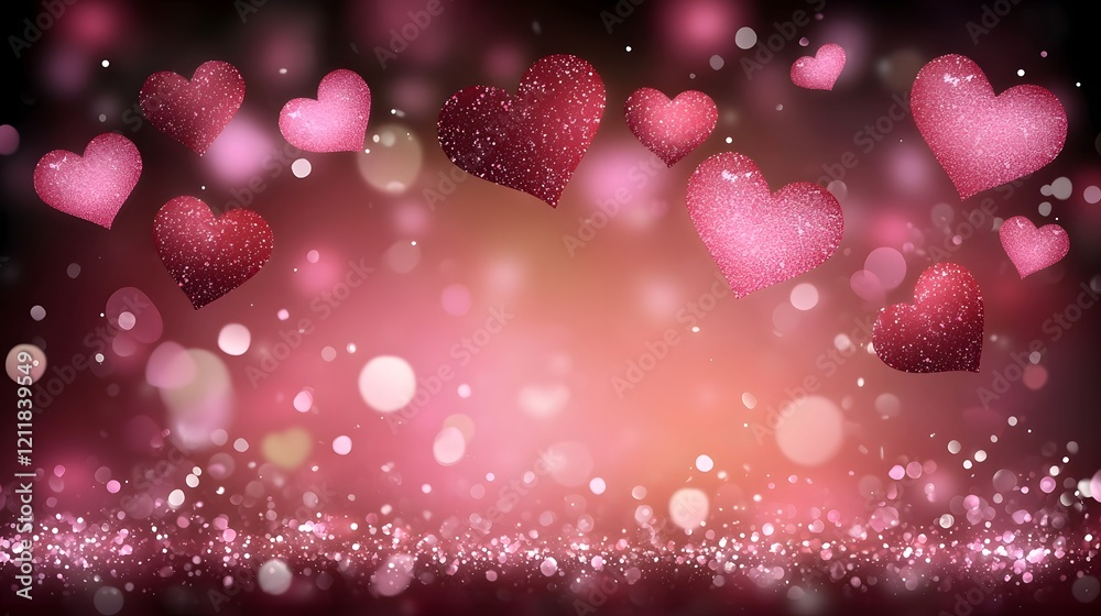 Aufkleber bright and joyful valentine s day background with bold red and hot pink hearts arranged on a radiant