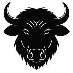 Buffalo Head Silhouette Vector Art Illustration – Black Buffalo Head Design