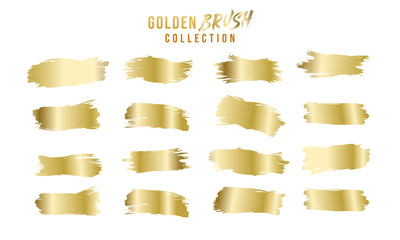 Golden Brush Gradient Collection set. The texture of a smooth metal surface. A collection of gold metallic gradients. Vector illustration
