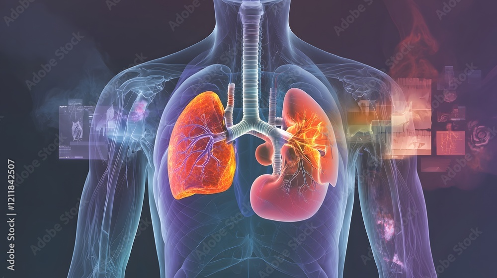 Aufkleber highly detailed and anatomically accurate 3d rendering of the human heart and lungs showcasing the i