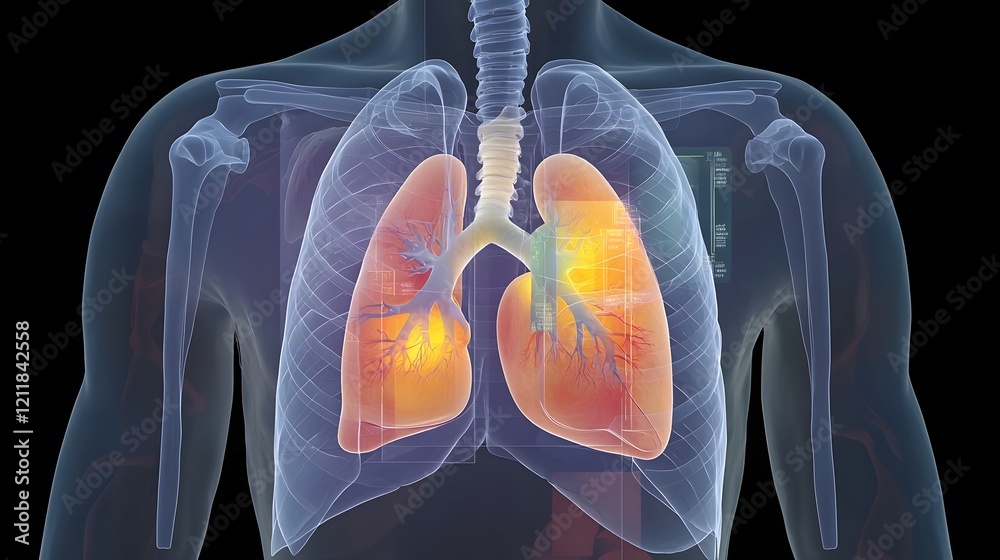 Poster detailed and accurate 3d rendering of the human heart and respiratory system showcasing the intricat