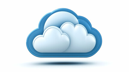 Blue cloud icon, data storage, digital concept, white background, website design
