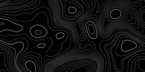 Abstract topography circle with contour map waves paper topo relief line map mountain background. Curved line topo seamless topography ornament design. Vector background.