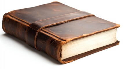 Obraz premium A vintage leather-bound book with a rustic finish, ideal for themes of nostalgia, literature, or creativity, Perfect for showcasing personal journaling, writing