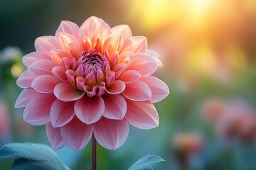Pink Dahlia Blossom at Sunset for Floral Art and Botanical Decor