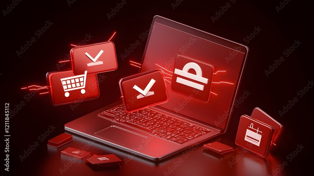 Poster 3d digital security concept highlighting online scam phishing and fraud alerts with danger messages 
