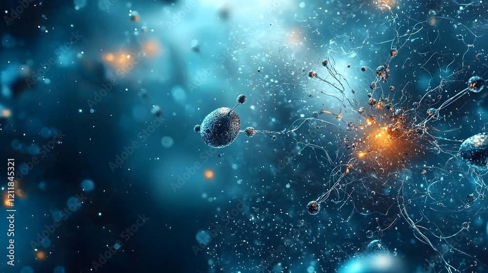 Poster visually striking representation of the quantum mechanical interactions between electromagnetic wave