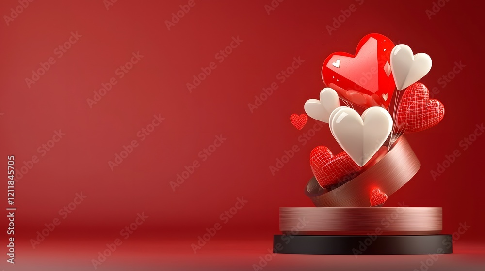 Poster romantic floating 3d hearts on soft pink valentine s day background creating a cheerful and elegant 