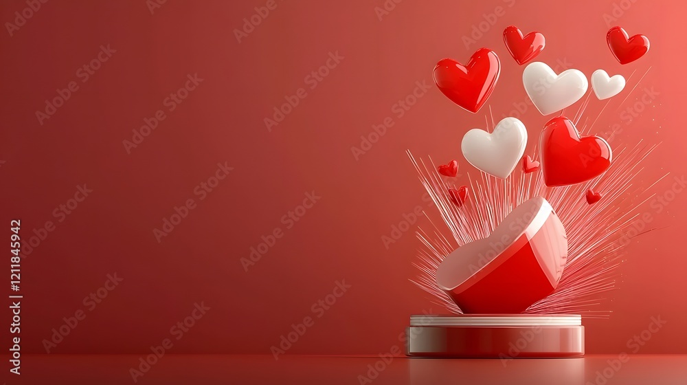 Poster Elegant and Romantic Floating 3D Hearts Design on a Soft Pink Gradient Background Perfect for a Festive Valentine s Day or Greeting Card