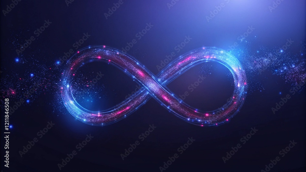 Leinwandbilder a graphic of an infinite symbol made from glowing data points and lines, representing the endless fl