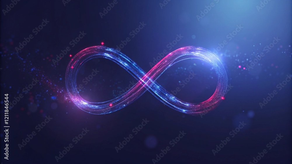 Leinwandbilder a graphic of an infinite symbol made from glowing data points and lines, representing the endless fl