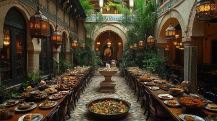 Magnificent Moroccan Feast: A Lavish Indoor Dining Experience