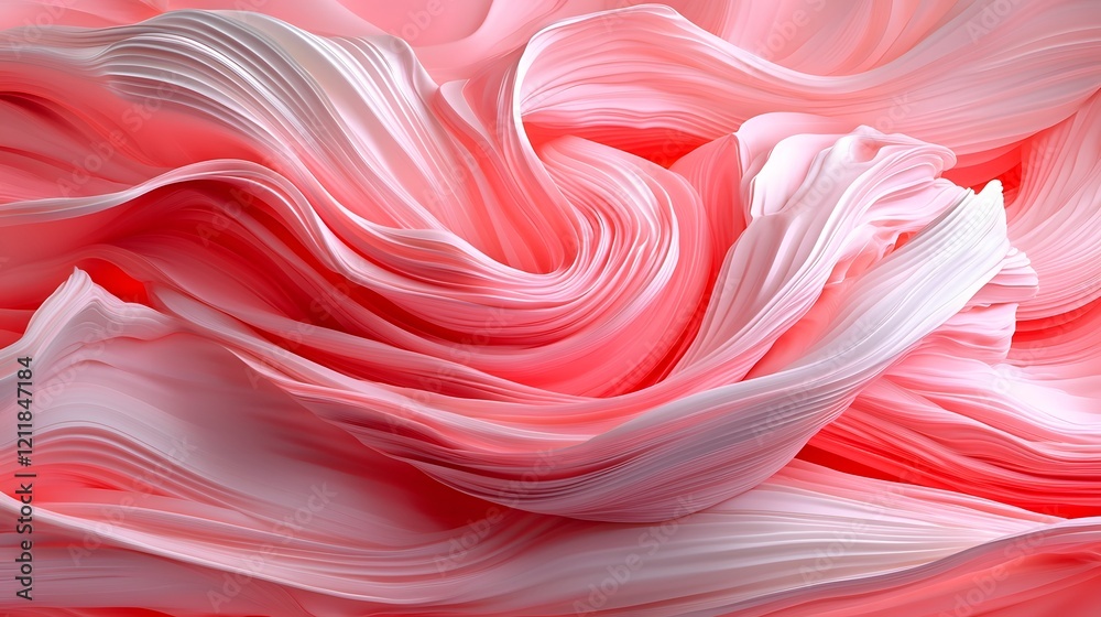 Poster Exquisitely crafted 3D hearts with a smooth satin like texture artfully arranged on a soft pink background creating a romantic and classy Valentine s Day theme