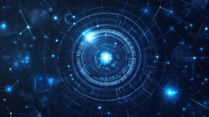 Futuristic digital interface, glowing, network, space, technology, background, abstract, design