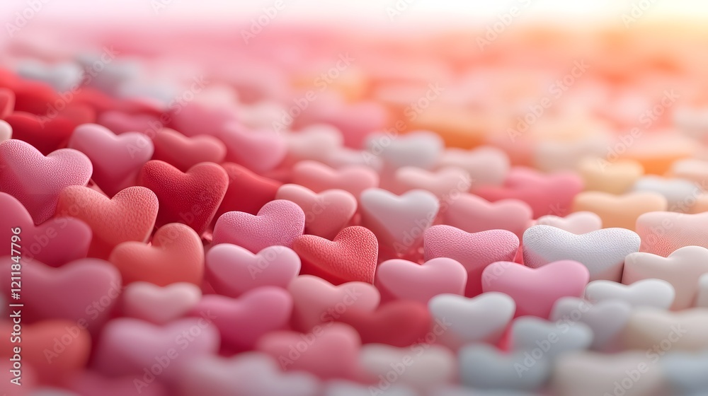 Poster striking valentine s day background with dynamic 3d hearts in bold red and pink tones arranged on a 