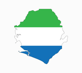 
Sierra Leone Map vector icon. Map of Sierra Leone in Flag colors.