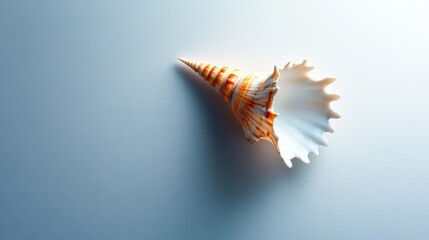 Obraz premium A close-up of a beautifully detailed seashell resting on a smooth surface, showcasing its intricate patterns and colors, Ideal for use in beach-themed designs, nature blogs, or educational materials,