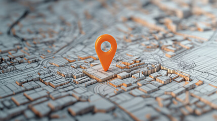 Minimalist Map Design with Red Navigation Pin
