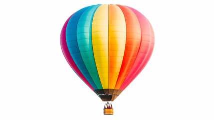 Fototapeta premium Colorful hot air balloon ascends against a clear sky, perfect for travel or adventure brochures