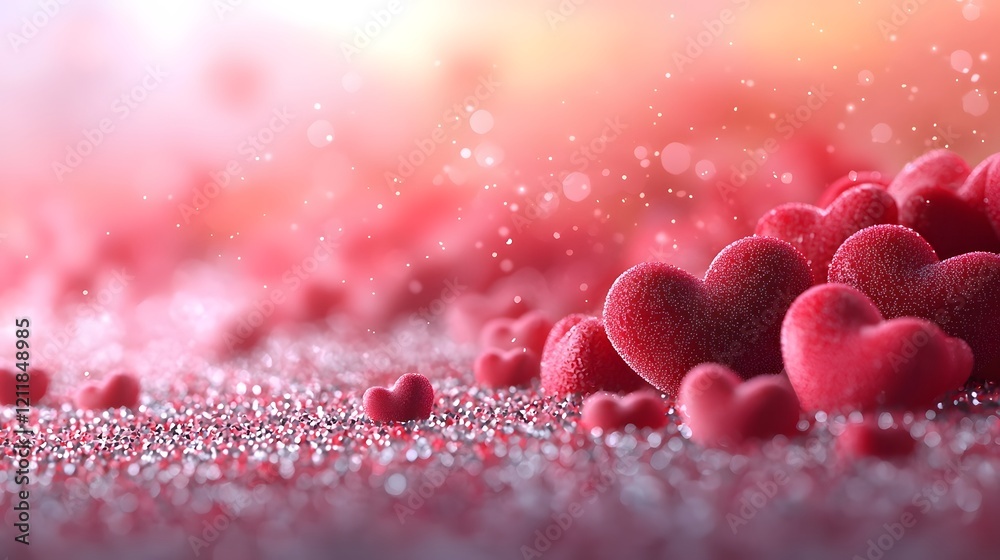 Fototapete stunning abstract background featuring a dynamic mix of glossy 3d hearts in a captivating color burs