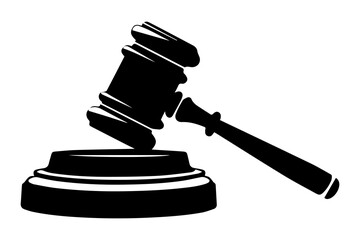 Justice Hammer Silhouette Gavel Vector illustration on white background.