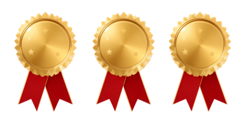 "gold award badge with blank space isolated on white"
